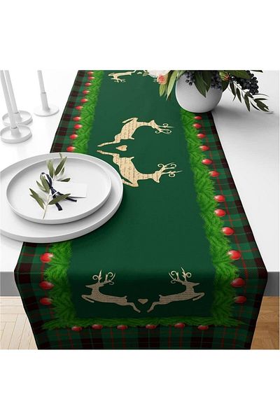 Evmila New Year's Special Velvet Runner with Deer Pattern