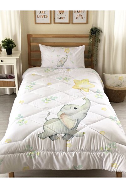 Evmila Pilotă matlasată cu model elefant, cuvertură decorativă pentru pat