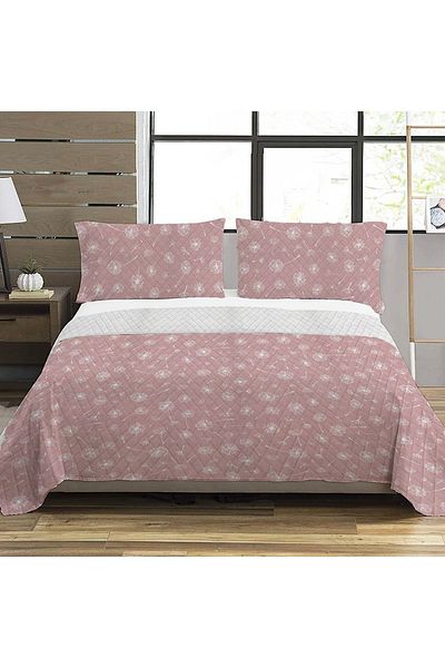 Evmila Dandelion Pattern Double Printed Pique (200x220 Cm) Pink