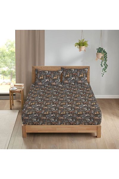 Evmila Animal Pattern Printed Double Elastic Sheet Set Colorful