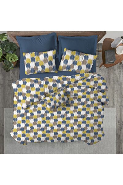 Evmila Leaf Pattern Printed Double 200x220 Cm 2 Pieces 50x70cm Duvet Cover Se...