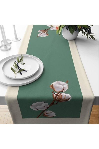 Evmila Runner din catifea cu modele florale