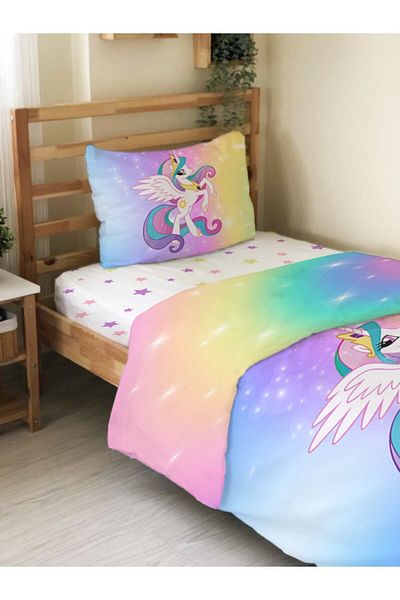 Evmila Set cuvertură de pilota cu model unicorn - imprimat și fără cearșafuri