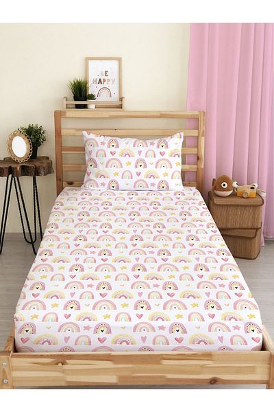 Evmila Rainbow Patterned Printed Single Elastic Sheet Set