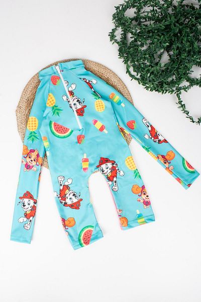 TRENDİMİZBİR Girl - Dog and Girl Themed Long Sleeve Swimsuit