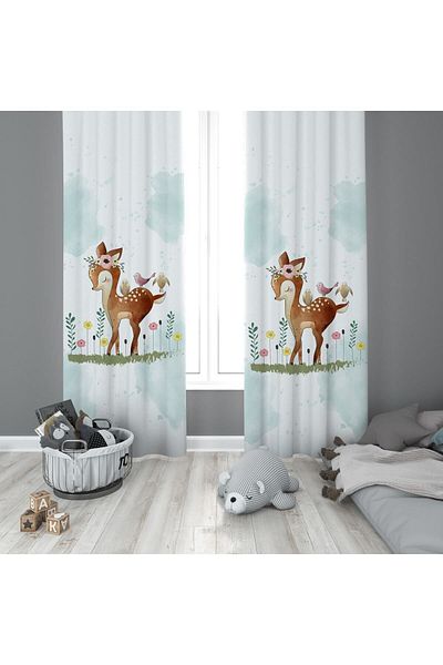 Evmila Patterned Children's Room Background Curtain