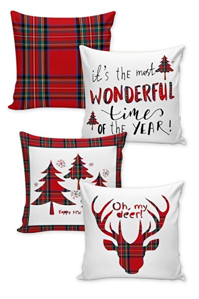 Lolla Evmila New Year Pattern 4-Piece Throw Pillow Cover Set