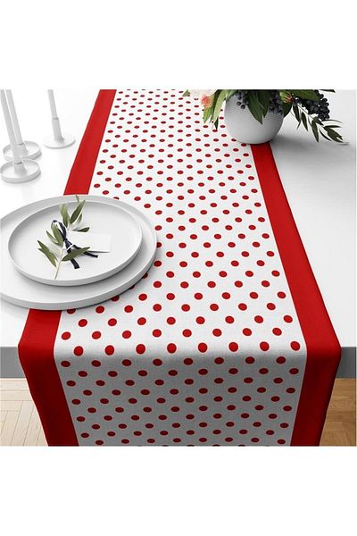 Evmila New Year's Themed Polka Dot Patterned Velvet Runner