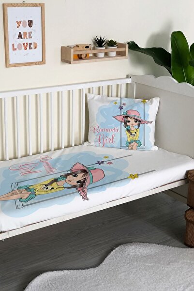 Evmila Girl Swinging on the Swing Patterned Velvet Decorative Baby Kids Bedsp...