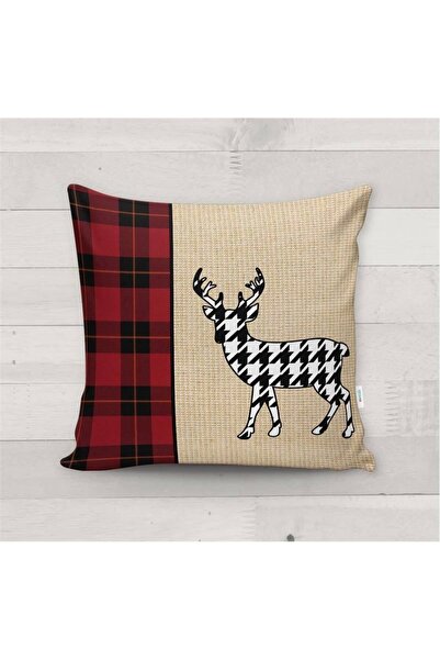 Evmila New Year's Special Velvet Throw Pillow Cover with Deer Pattern