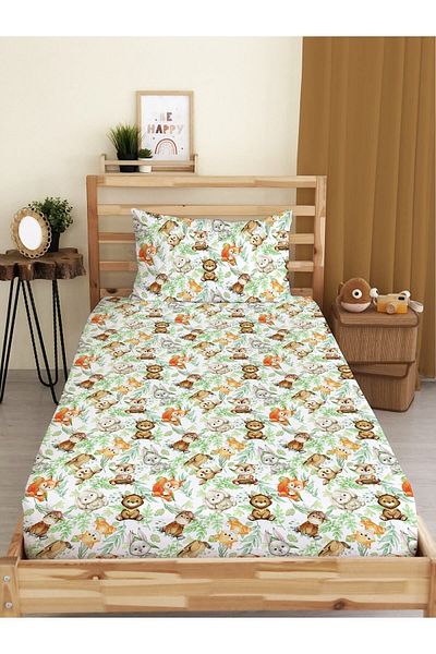 Evmila Animal Pattern Printed Single 100x200 Cm Elastic Sheet Set Colorful
