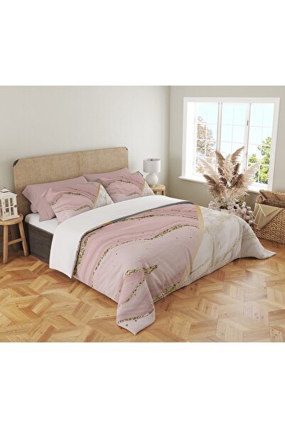 Evmila Рожевий мармуровий принт, двоспальний, 200x220 см, 2 штуки, 50x70 см, ...