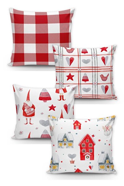 Lolla Evmila Christmas Patterned 4-Piece Throw Pillow Cover Set