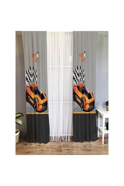 Evmila Car Patterned Children's Room Background Curtain
