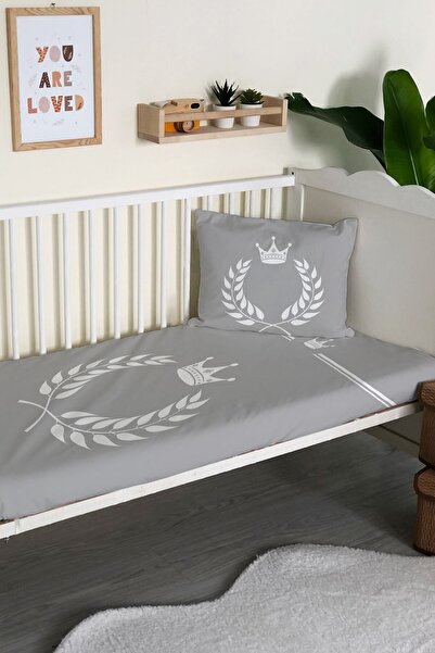 Evmila Taç Desenli Kadife Dekoratif Bebek Beşik Örtüsü