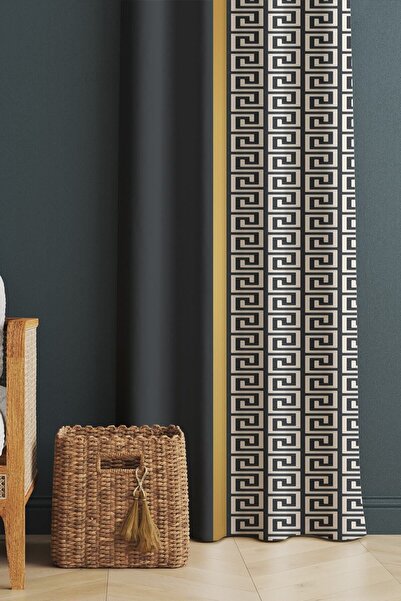 Evmila Baskılı Modern Desenli Salon Ve Yatak Odası Tek Kanat Kadife Doku Fon ...