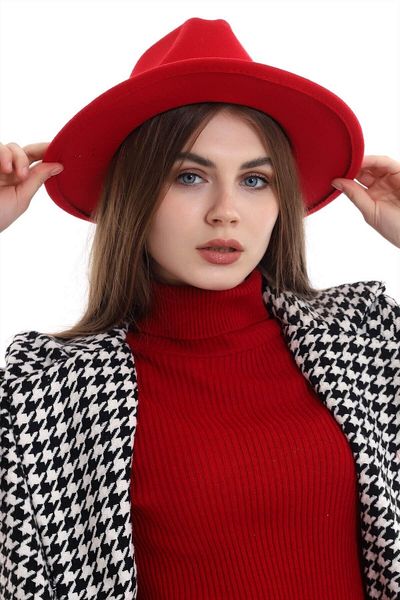 Çalıkuşu Fedora Hat Hard Cowboy Hat Red Fedora11