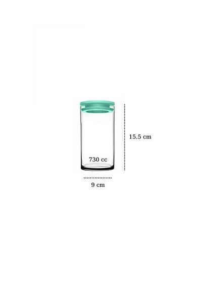 Paşabahçe 43736 Breakfast 4-Piece Vacuum Jar with Turquoise Lid 730cc