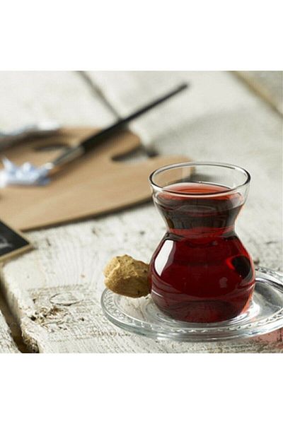 Paşabahçe Ethnic Tea Set, 6 Persons, 12 Piece Tea Glass Set