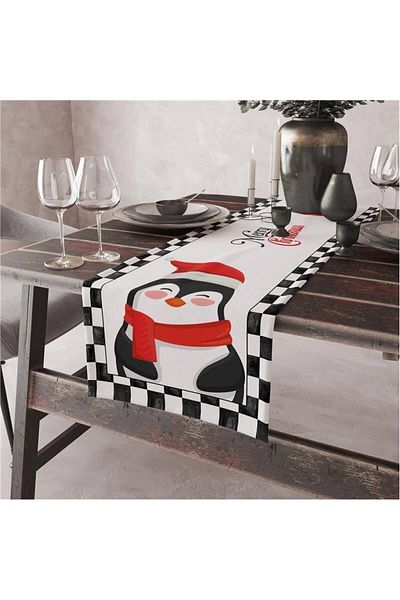 Evmila New Year's Themed 4-Piece Throw Pillow Cover and Runner 5-Piece Set