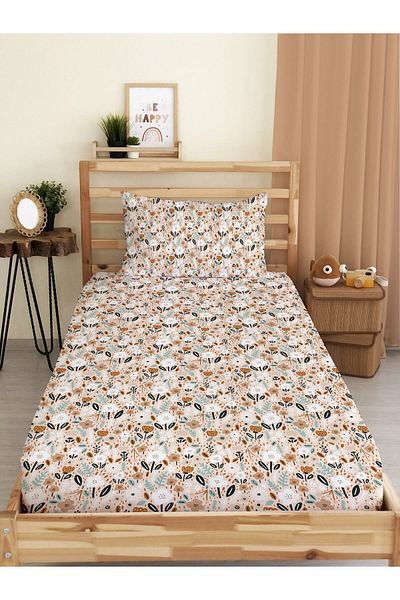 Evmila Flower Pattern Printed Single 100x200 Cm Elastic Sheet Set Colorful