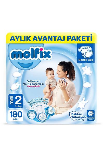 Molfix Baby Diapers Size 2 Mini Monthly Advantage Package 180 Pieces