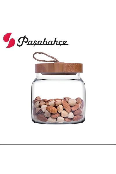 Paşabahçe Woody Jar with Wooden Lid 575 Cc -3 Pieces