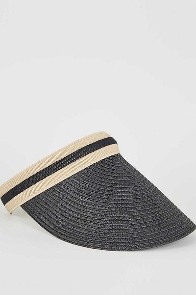 Dilvin Women's Black Straw Visor Hat 186A01566