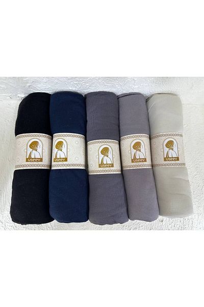 useev Combed Cotton Shawl Set 5 Colors Black Navy Blue Smoke Dark Gray Beige 0005