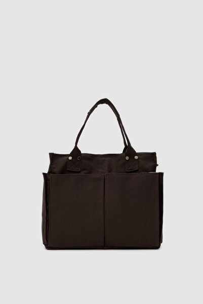 Shule Bags حقيبة ميلانو كبيرة من القماش - لون القهوة