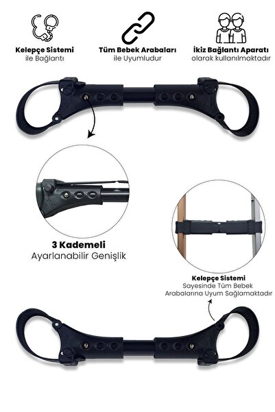 LORELLİ Lorelli Universal Bebek Arabası İkiz Bağlantı Aparatı (Tüm Bebek Arabalarıyla Uyumlu)