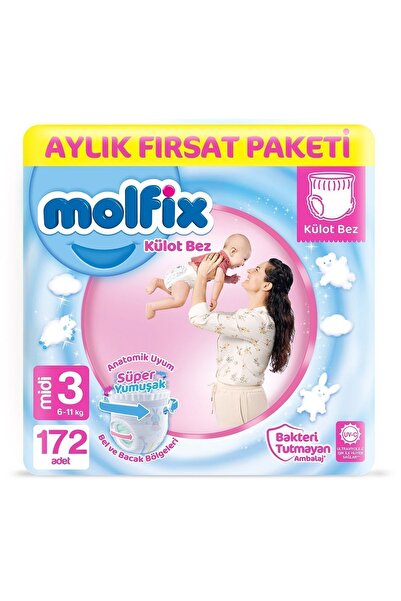 Molfix Külot Bez 3 Beden Midi Aylık Fırsat Paketi 172 Adet