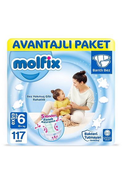 Molfix Baby Diapers Size 6 Extra Large Advantageous Package 117 Pieces