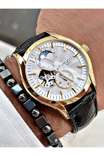 Ferrucci Automatic Men's Wristwatch - Leather Cord, FCF.03343FK.03 Model