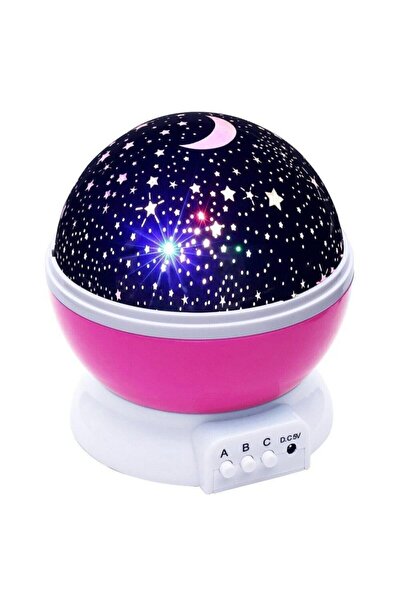 Genel Markalar Projektörlü Yansıtmalı Çocuk Bebek Odası Gece Lambası Pembe