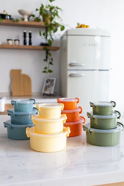 simplicity Tidy Pastel Storage Container Set Round 12 Pieces Suitable for Deepfreeze and Microwave Use