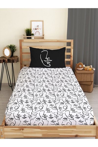 Evmila Silhouette Patterned Printed Single Elastic Sheet Set