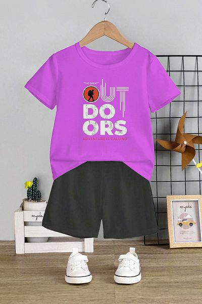 MYADA Drs Printed Children's Set - Crew Neck, Elastic Shorts, Set of 2 11204