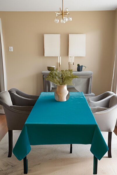 Cortibo Barcelona Velvet Textured Tablecloth - Petrol Color