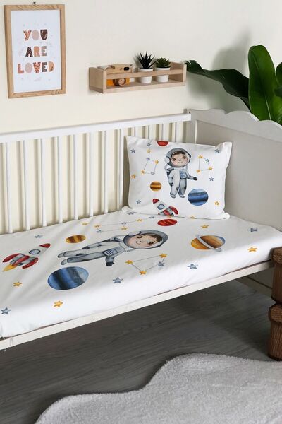 Evmila Astronaut Patterned Velvet Decorative Baby & Kids Bedspread