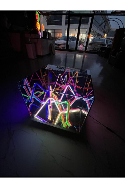 vinyuup Cubic Spectrum: Dekoratif Aydınlatmalı Neon Led Figürlü Orta Sehpa 60...