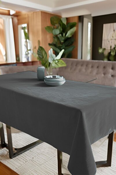 Cortibo Anthracite Barcelona Velvet Textured Tablecloth