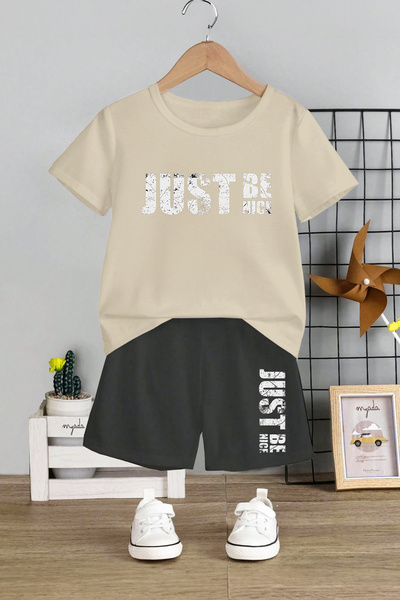 MYADA Just BE Nice Σετ 2 τεμαχίων - Crew Neck, Ελαστικό σορτς, εμπριμέ, Παιδι...
