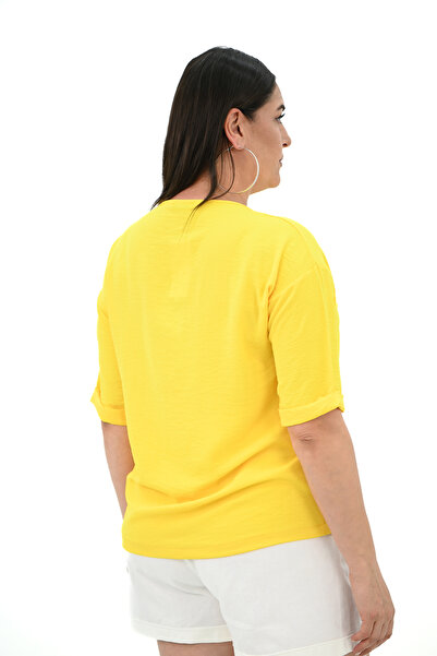 Koza Butik Large Size Face Printed Women's T-shirt - 1788-25