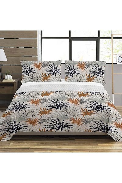 Evmila Palm Tree Pattern Double Printed Pique (200x220 Cm) White