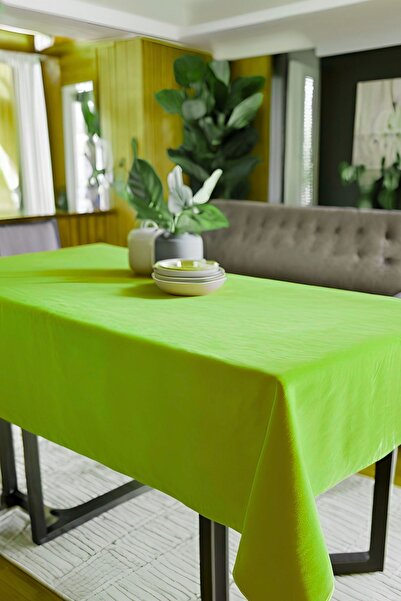 Cortibo Leaf Green Barcelona Velvet Textured Tablecloth