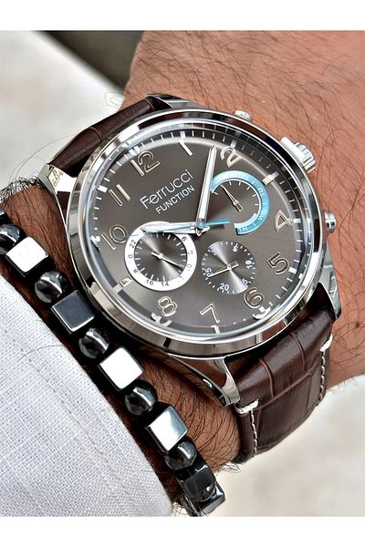 Ferrucci Men's Leather Cord Wristwatch - FCF.03318FK.01