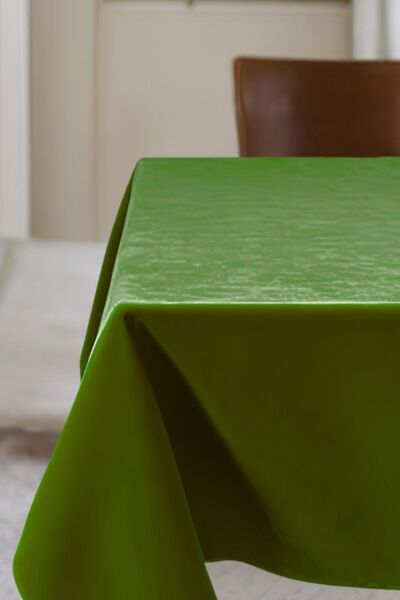 Cortibo Grass Green Barcelona Velvet Textured Tablecloth