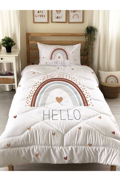 Evmila Rainbow Patterned Quilted Quilt, Single Sleeping Set