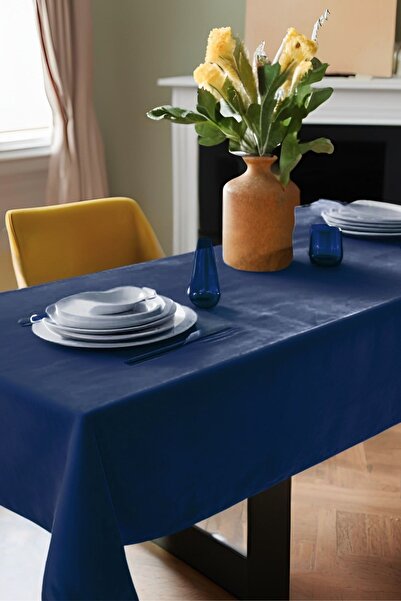 Cortibo Navy Blue Barcelona Velvet Textured Tablecloth